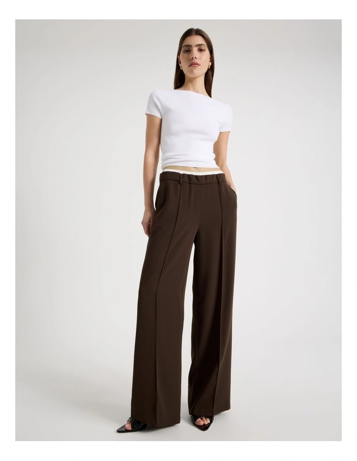 Elasticated Waist Pant in Brown image 1