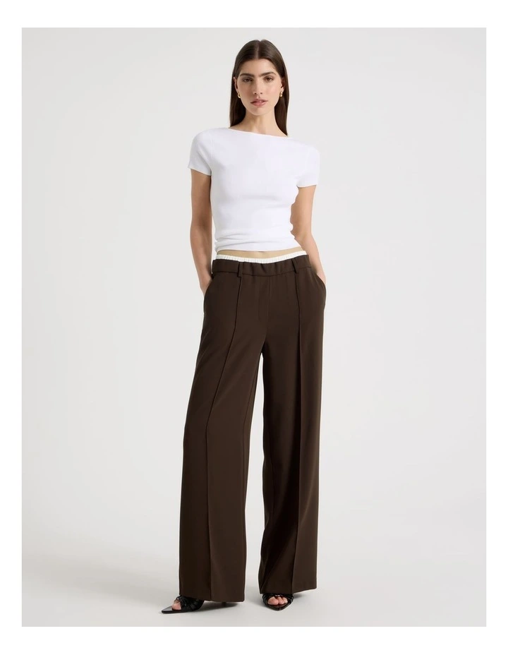 Elasticated Waist Pant in Brown image 3