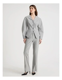 Split Hem Tailored Pant in Grey