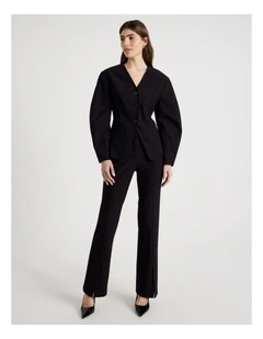 Split Hem Tailored Pant in Black