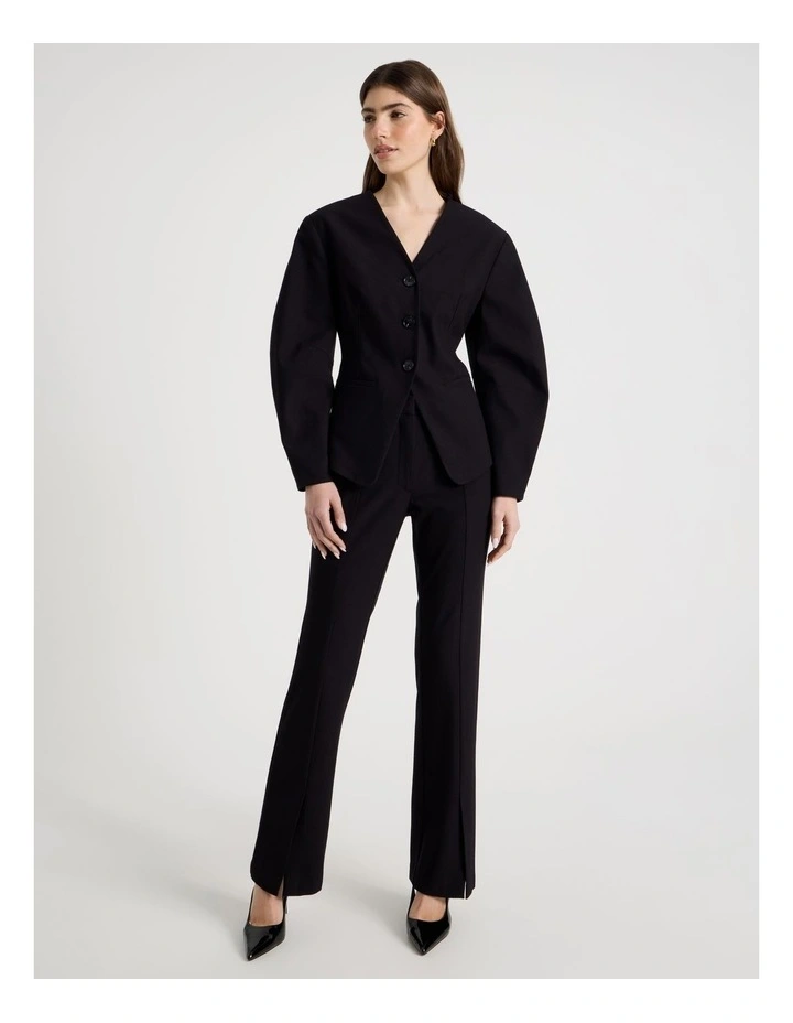 Split Hem Tailored Pant in Black image 1