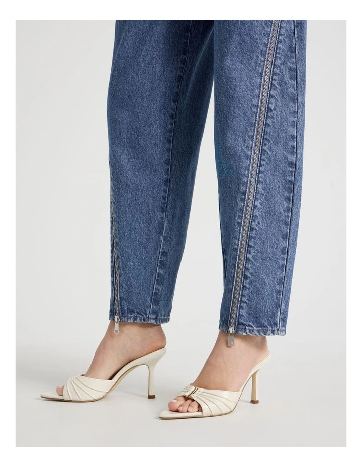 Zipper Leg Denim Jean in Blue image 3