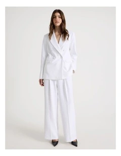 Pleat Front Wide Leg Pant in White