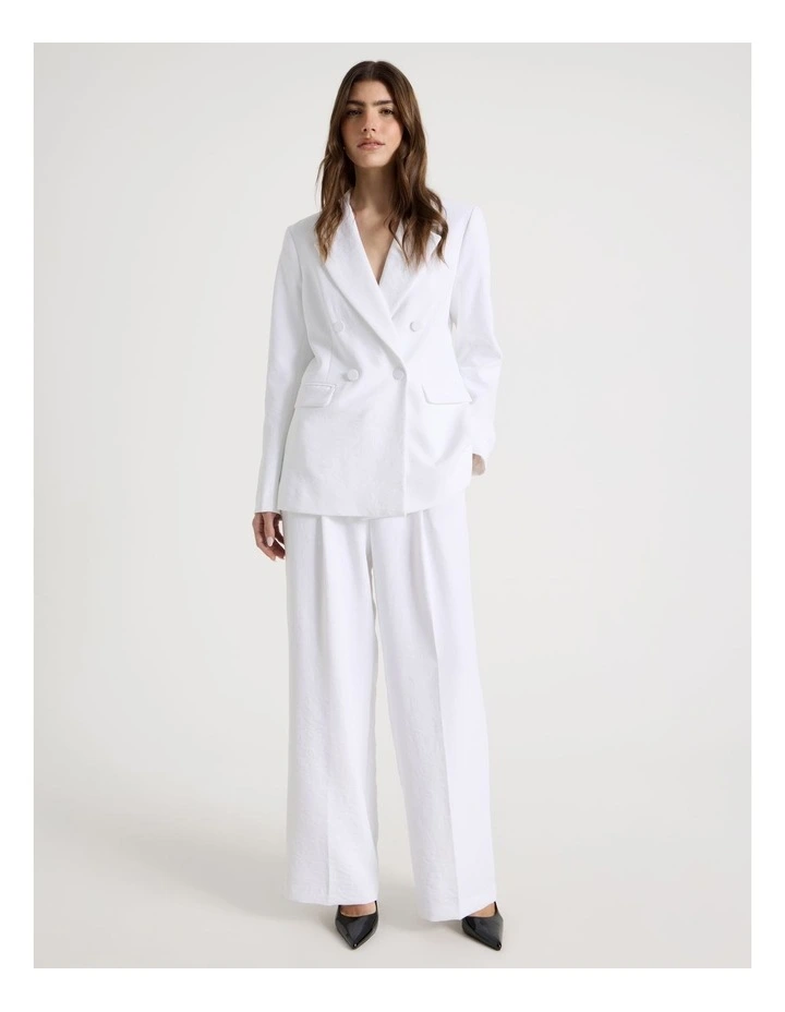 Pleat Front Wide Leg Pant in White image 1
