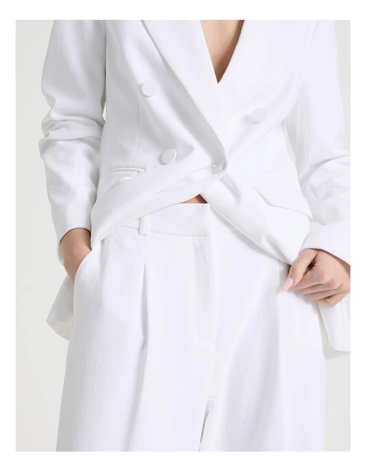Pleat Front Wide Leg Pant in White image 3