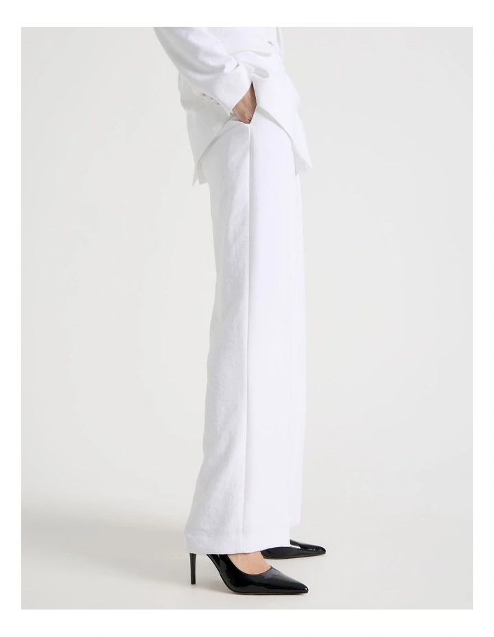 Pleat Front Wide Leg Pant in White image 4