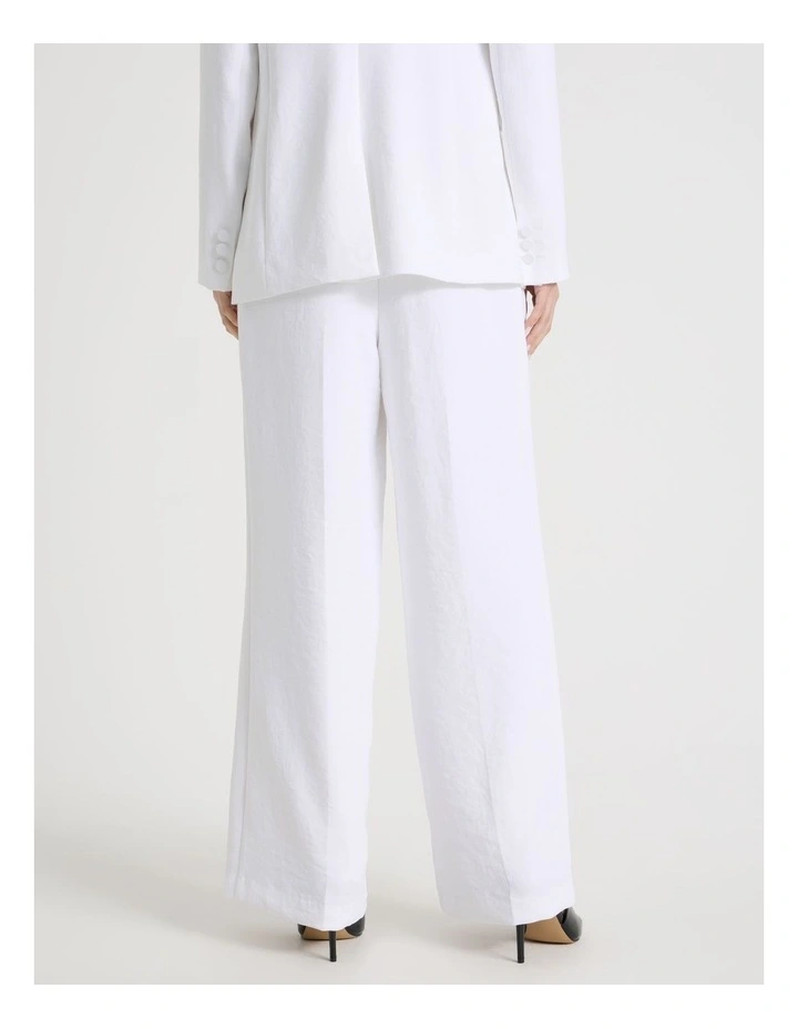 Pleat Front Wide Leg Pant in White image 6