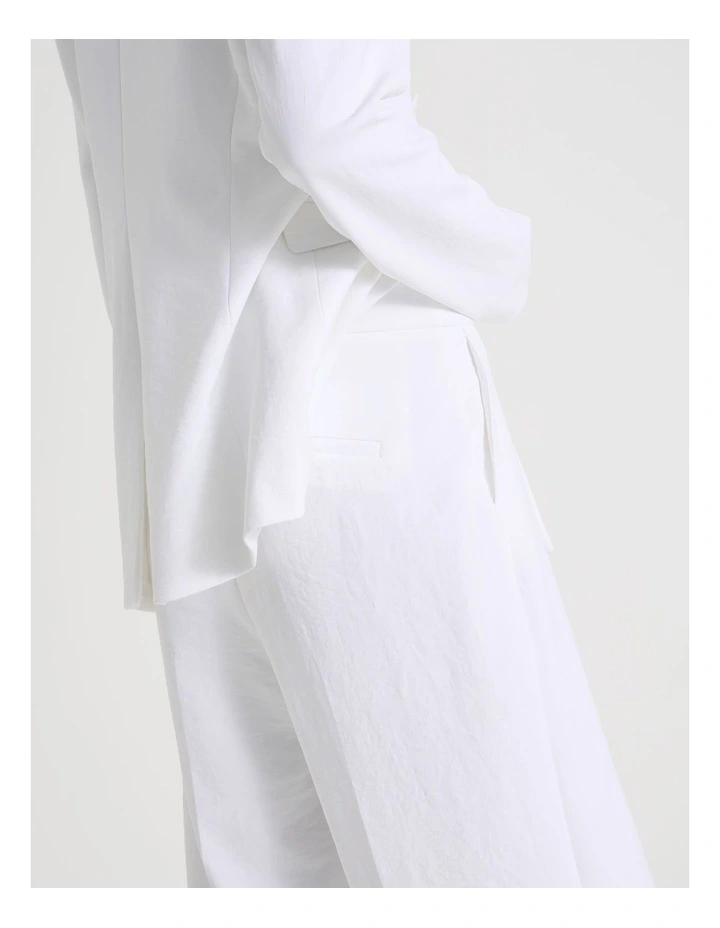 Pleat Front Wide Leg Pant in White image 7