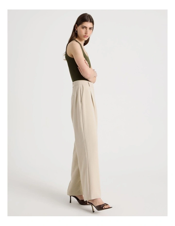 Pleat Front Wide Leg Pant in Stone image 4