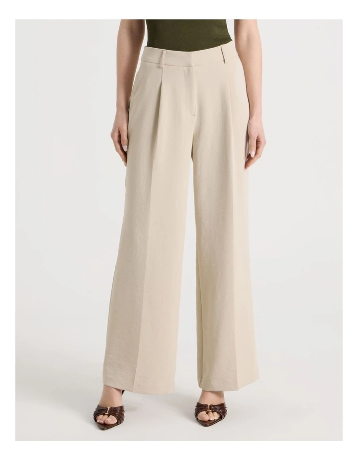 Pleat Front Wide Leg Pant in Stone image 5
