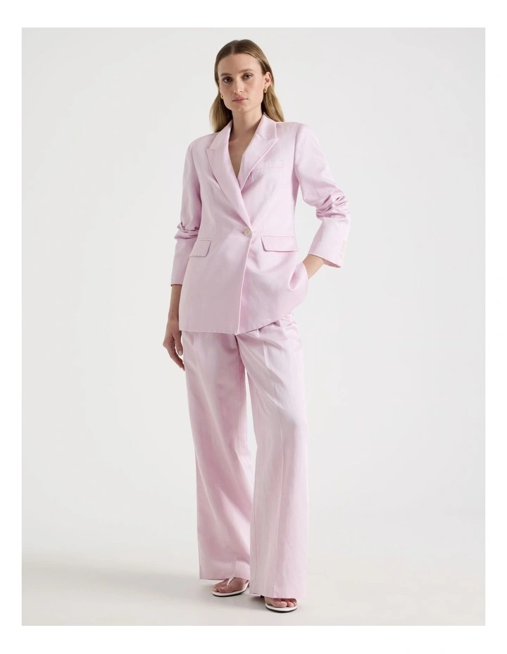 Pleated Wide Leg Pants in Light Pink image 1