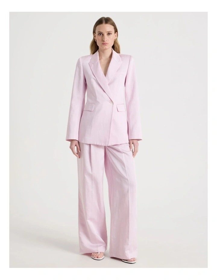 Pleated Wide Leg Pants in Light Pink image 3