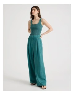 Pleated Wide Leg Pants in Teal