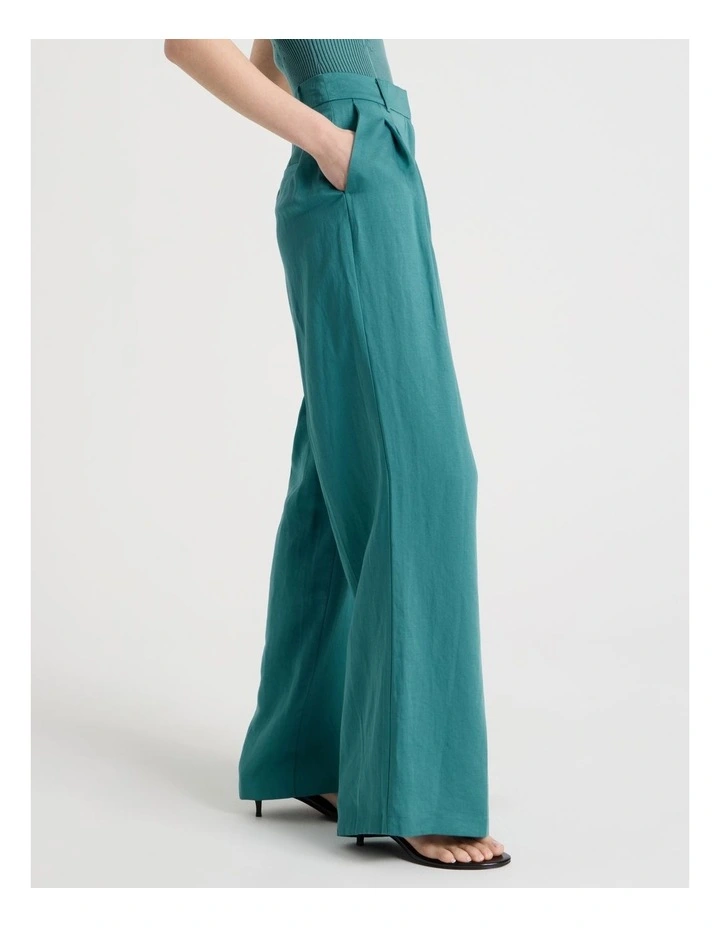 Pleated Wide Leg Pants in Teal image 5