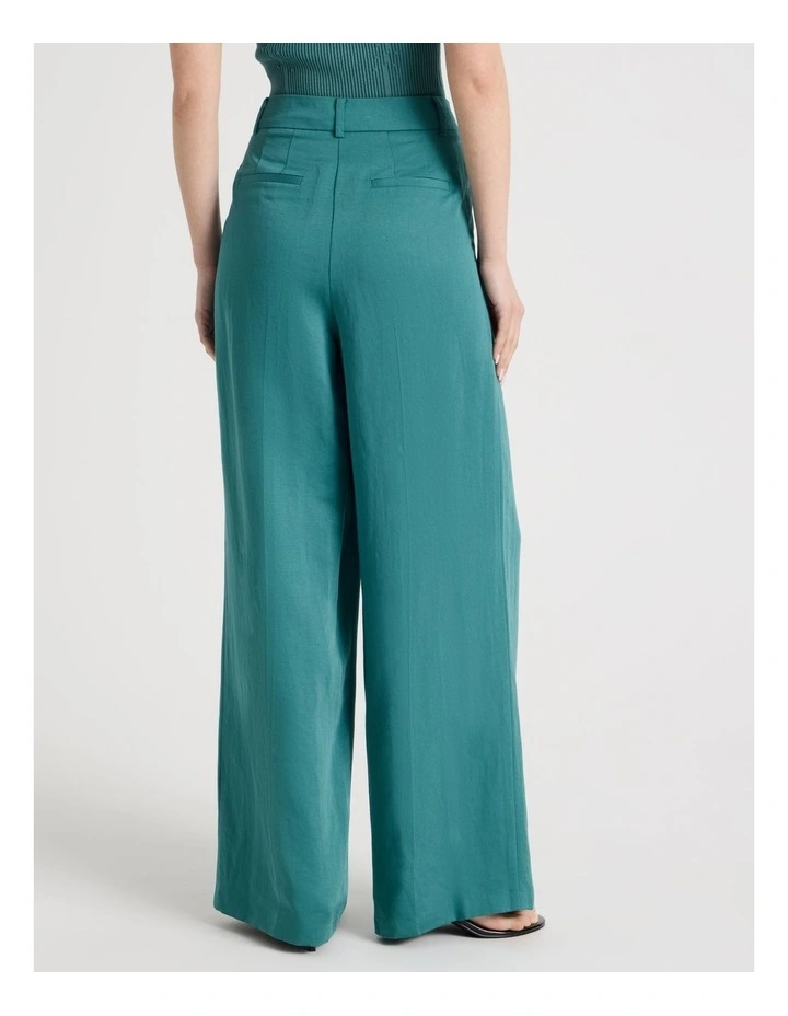 Pleated Wide Leg Pants in Teal image 6