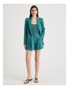 Pleated Shorts in Teal