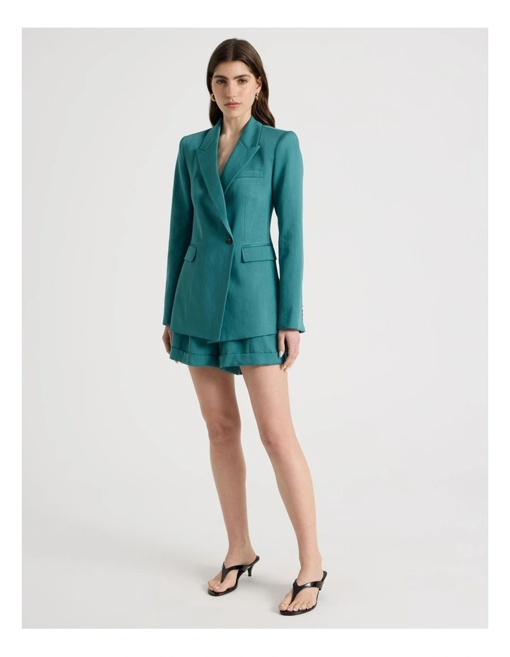 Pleated Shorts in Teal image 3