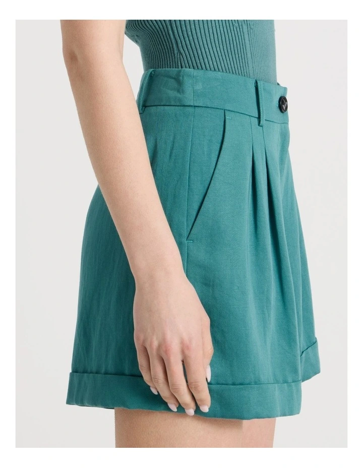 Pleated Shorts in Teal image 5