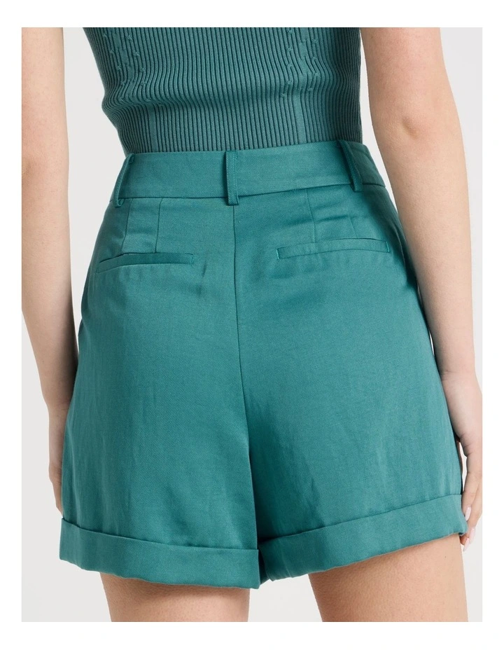 Pleated Shorts in Teal image 7