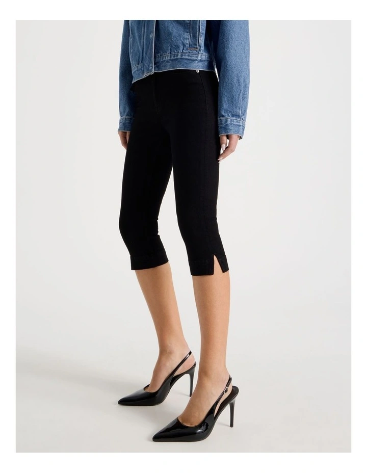 Denim Capri Pant in Black image 2
