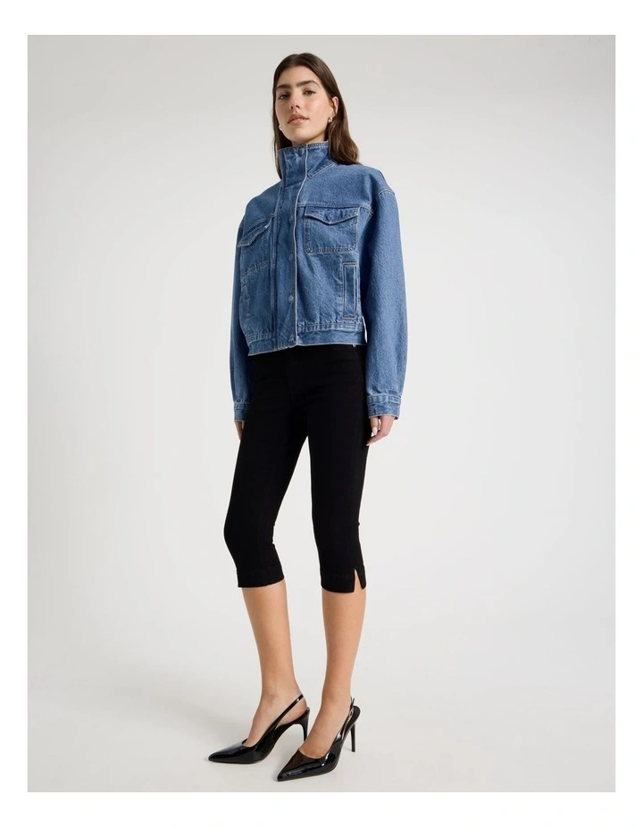Denim Capri Pant in Black image 3