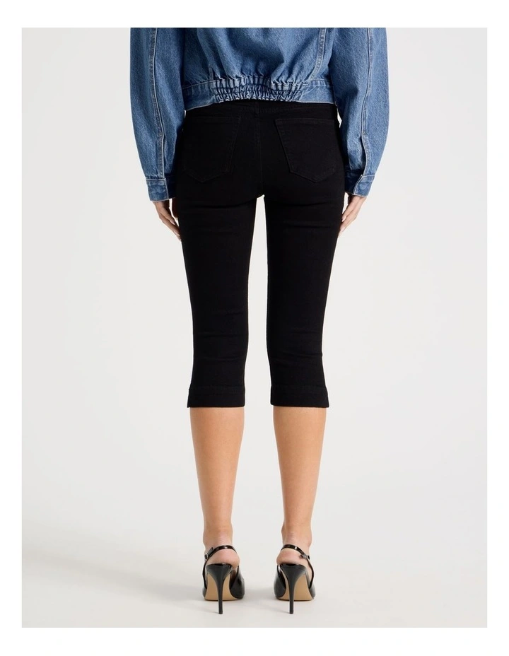 Denim Capri Pant in Black image 5