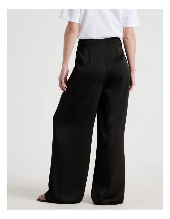 Satin Pleat Front Pants in Black image 6