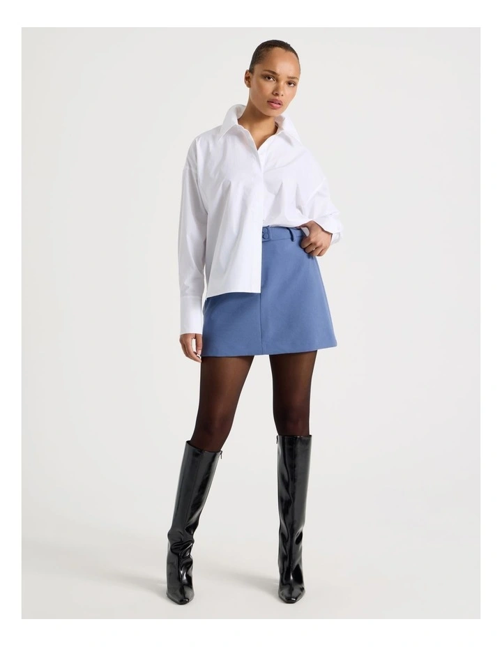 Tailored Mini Skirt in Dusty Blue image 1