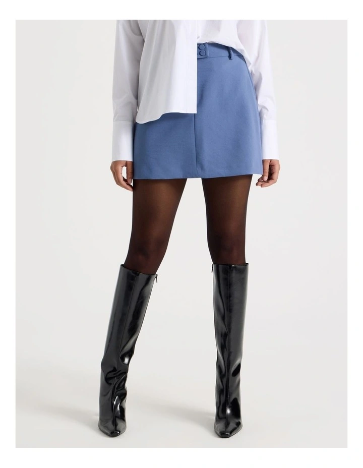 Tailored Mini Skirt in Dusty Blue image 2