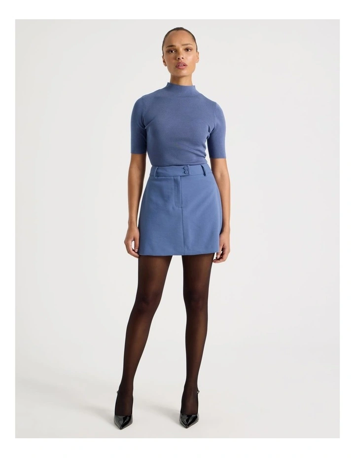 Tailored Mini Skirt in Dusty Blue image 3