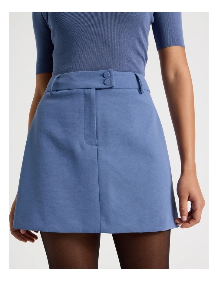 Tailored Mini Skirt in Dusty Blue image 4