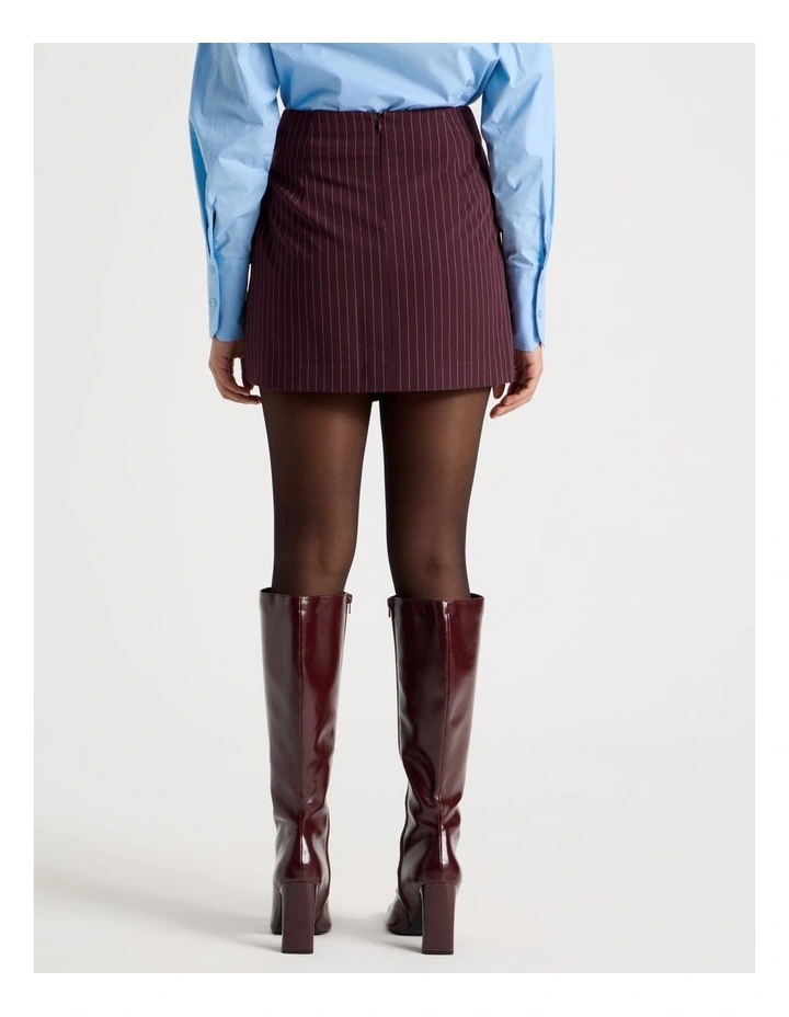 Pinstripe Wrap Mini Skirt in Wine image 5