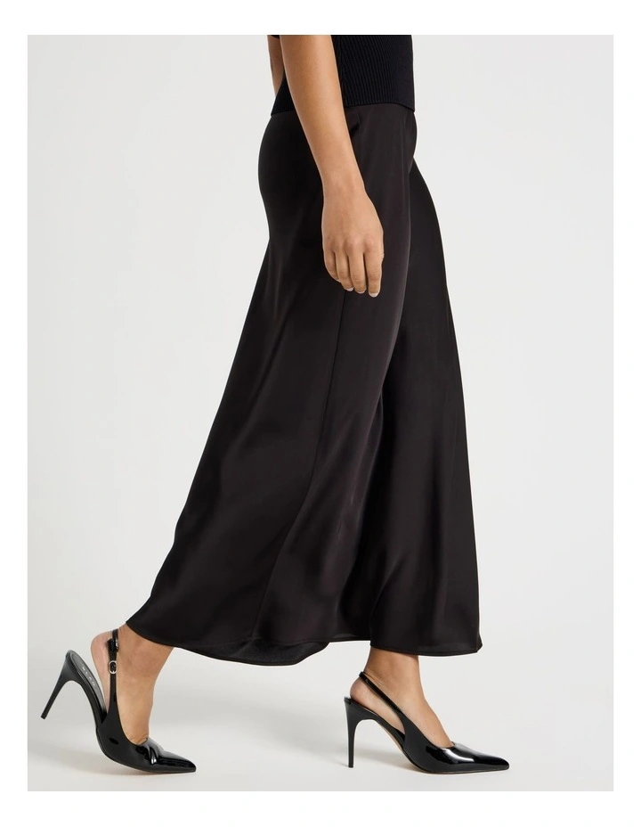Satin Maxi Slip Skirt in Black image 4
