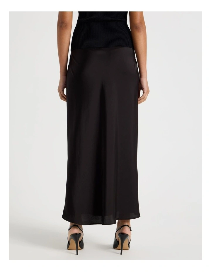 Satin Maxi Slip Skirt in Black image 6