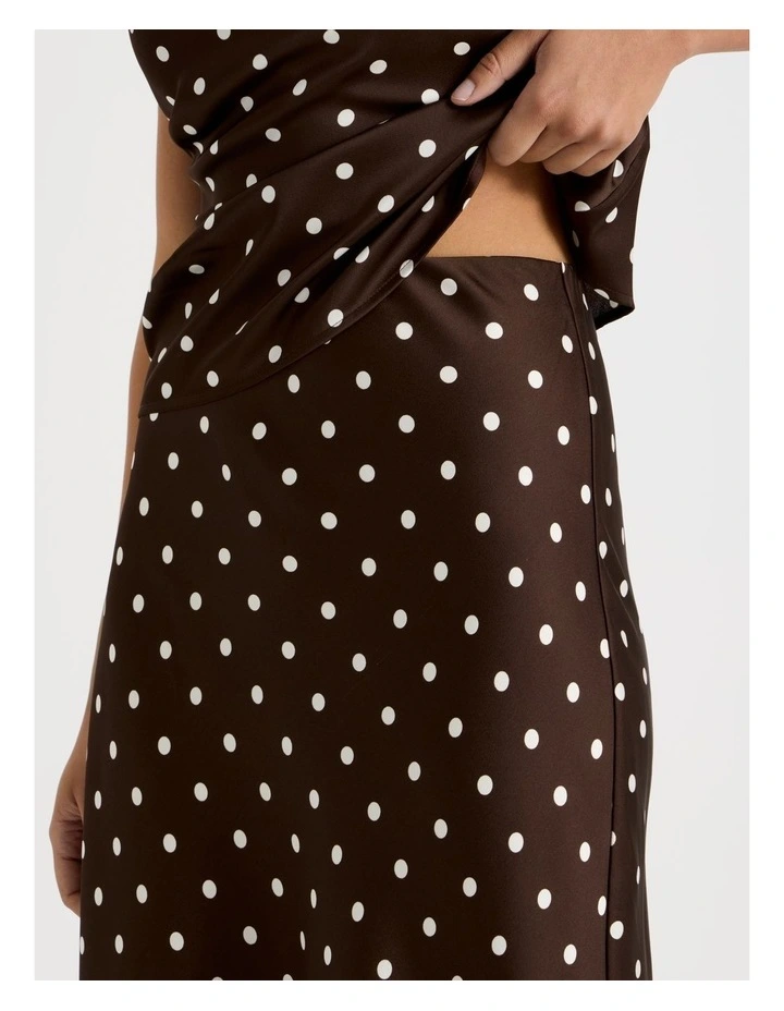 Satin Maxi Slip Skirt in Dark Brown image 3