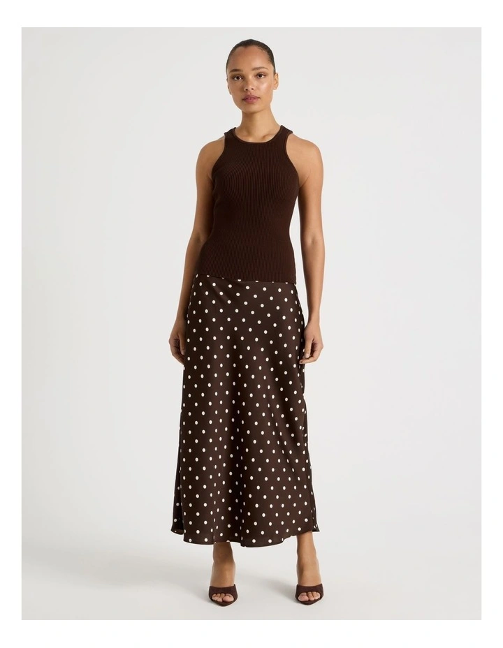 Satin Maxi Slip Skirt in Dark Brown image 4