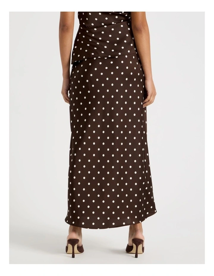 Satin Maxi Slip Skirt in Dark Brown image 5