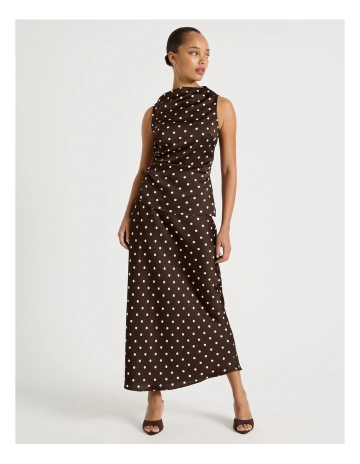 Satin Maxi Slip Skirt in Dark Brown image 6