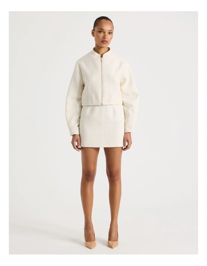 Boucle Mini Skirt in Ecru image 1