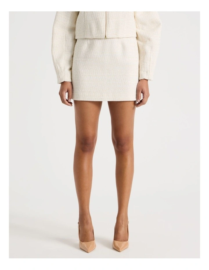 Boucle Mini Skirt in Ecru image 2