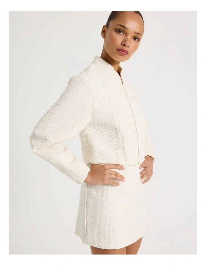 Boucle Mini Skirt in Ecru image 3