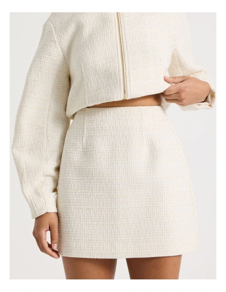 Boucle Mini Skirt in Ecru image 4