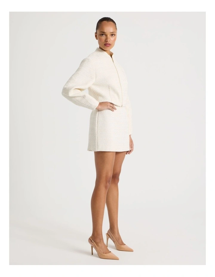 Boucle Mini Skirt in Ecru image 5