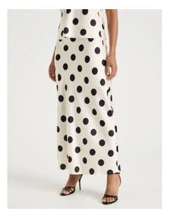 Satin Maxi Slip Skirt in Ivory