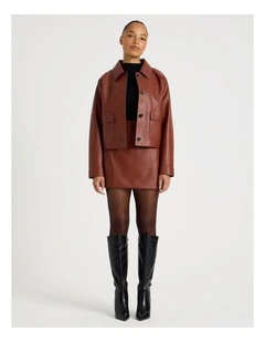 Faux Leather Mini Skirt in Cognac