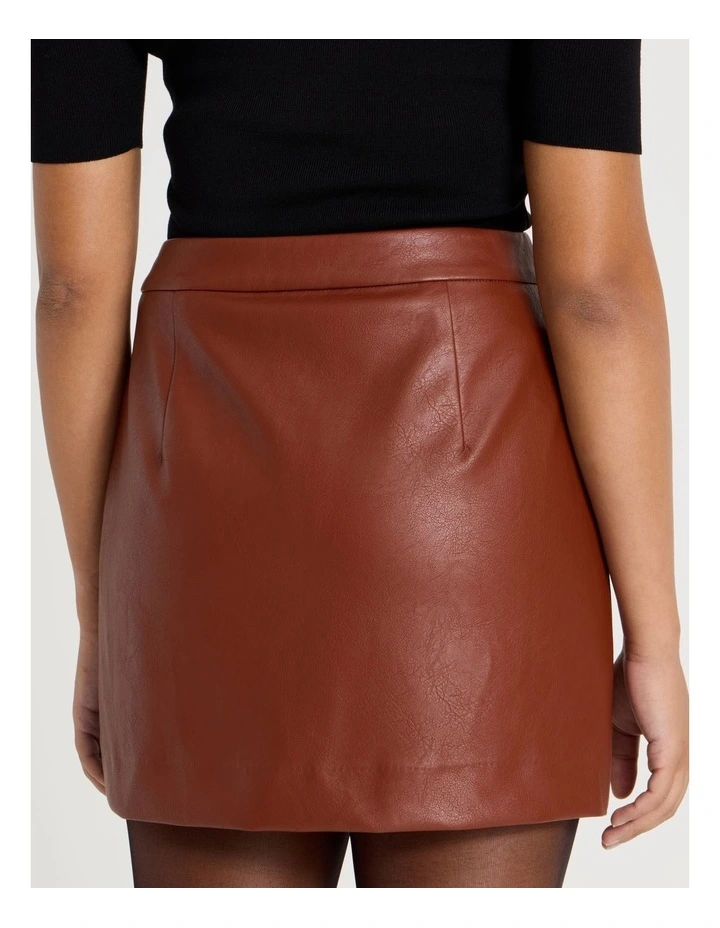 Faux Leather Mini Skirt in Cognac image 7