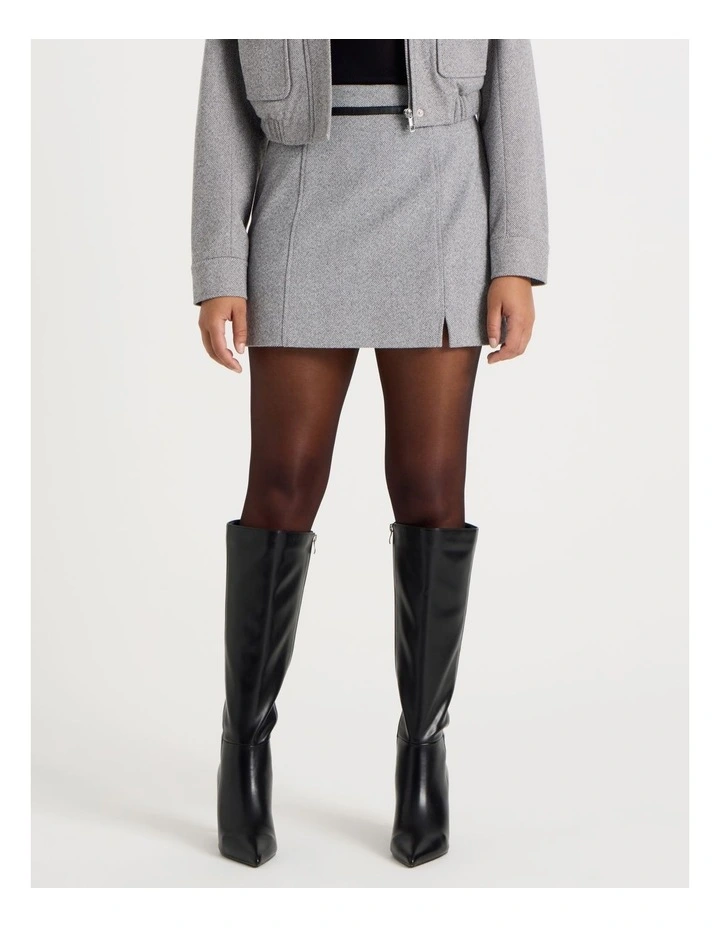 Herringbone Mini Skirt in Charcoal image 2