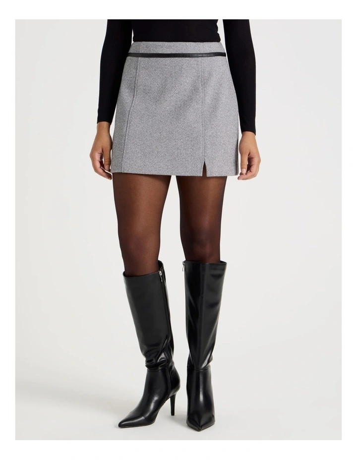 Herringbone Mini Skirt in Charcoal image 4