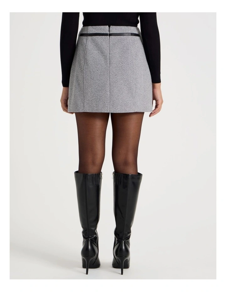 Herringbone Mini Skirt in Charcoal image 5
