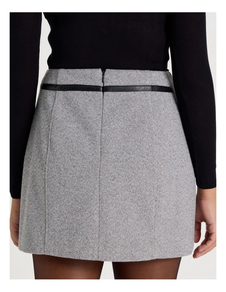 Herringbone Mini Skirt in Charcoal image 6